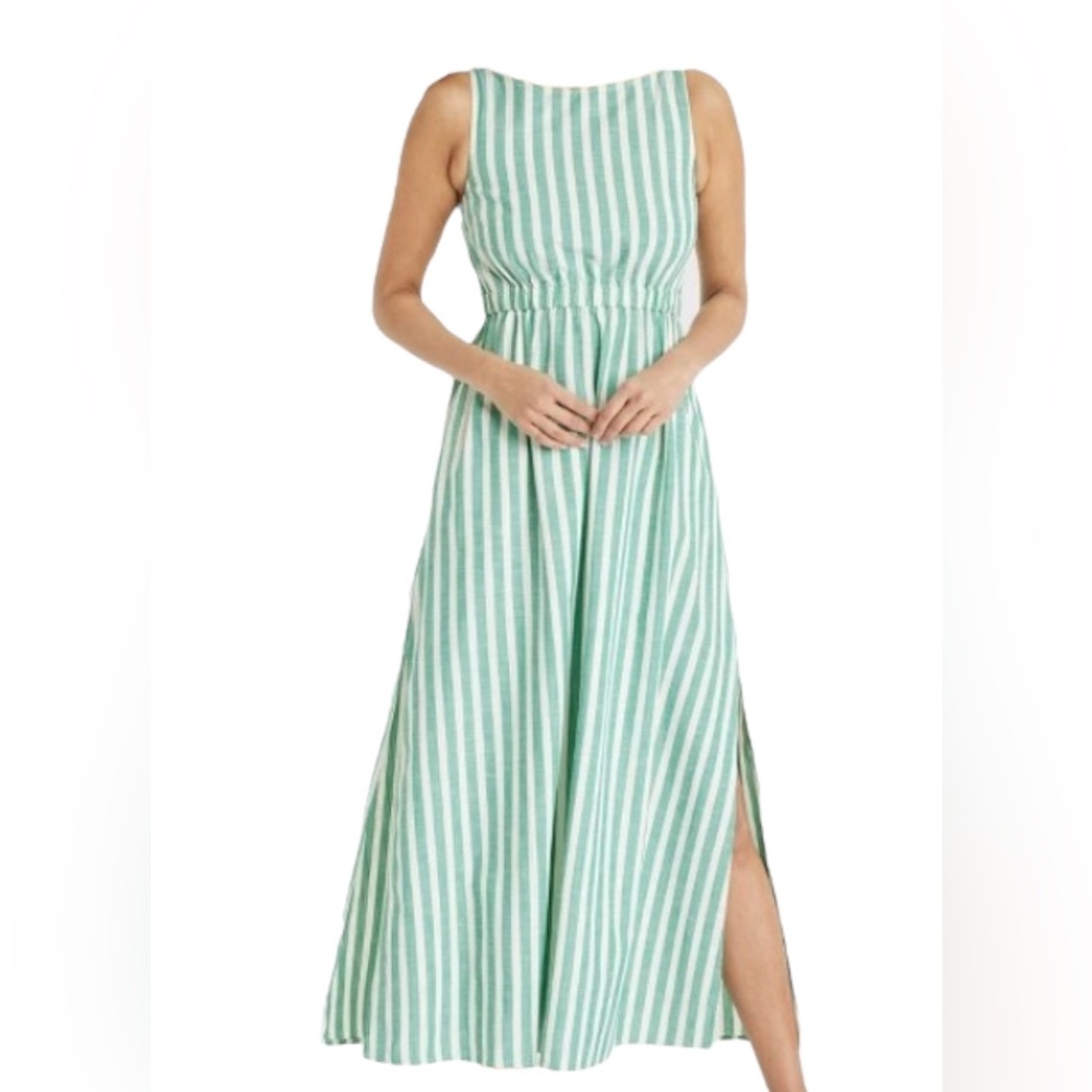 Green and White Striped Maxi Dress - Picture 3 of 4